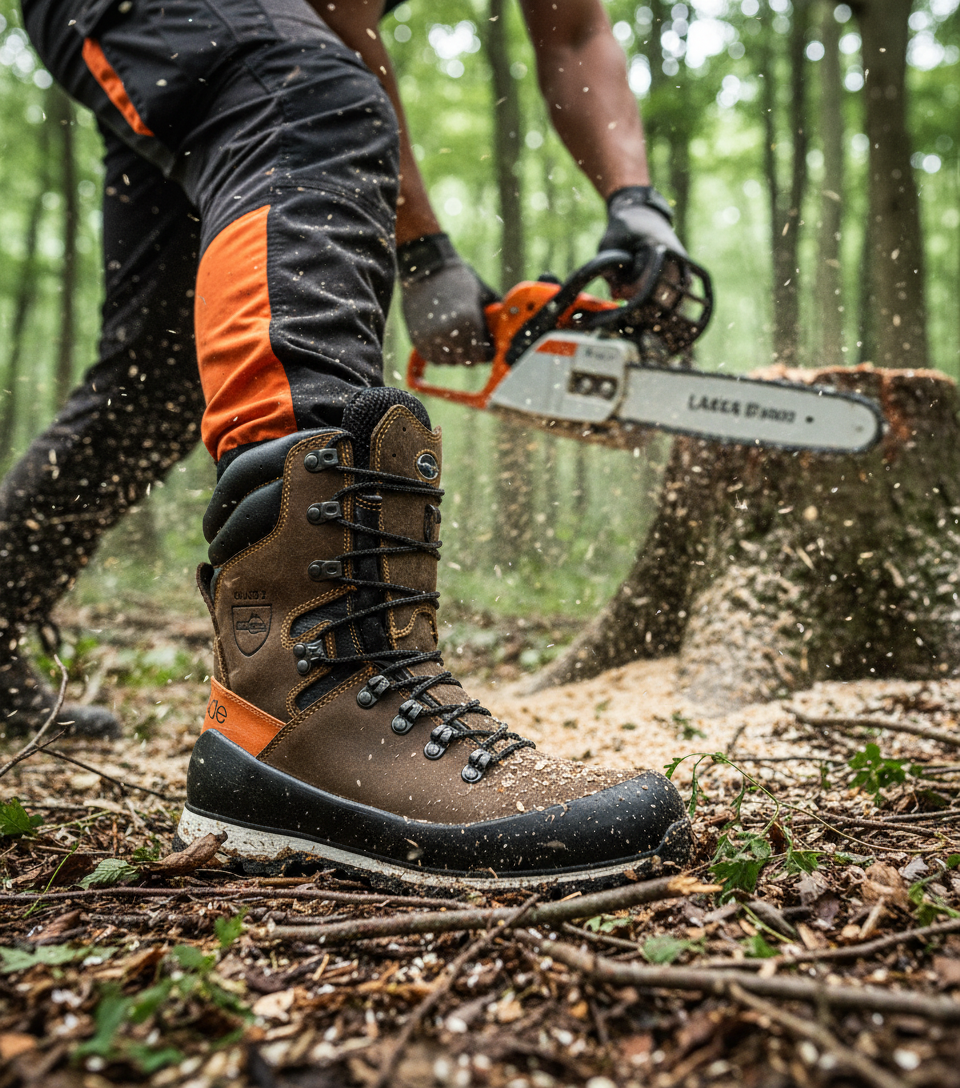 Professional Heavy Duty Forestry Chainsaw Boot with Steel Toe Cap and