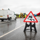 Premium Slippery Road Surface Sign 750mm - High-Quality Reflective Face and Quick Deployment Frame