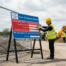 Premium Customizable Dry Wipe Information Sign 600x450mm for Roadworks with Contractor Details and Completion Dates