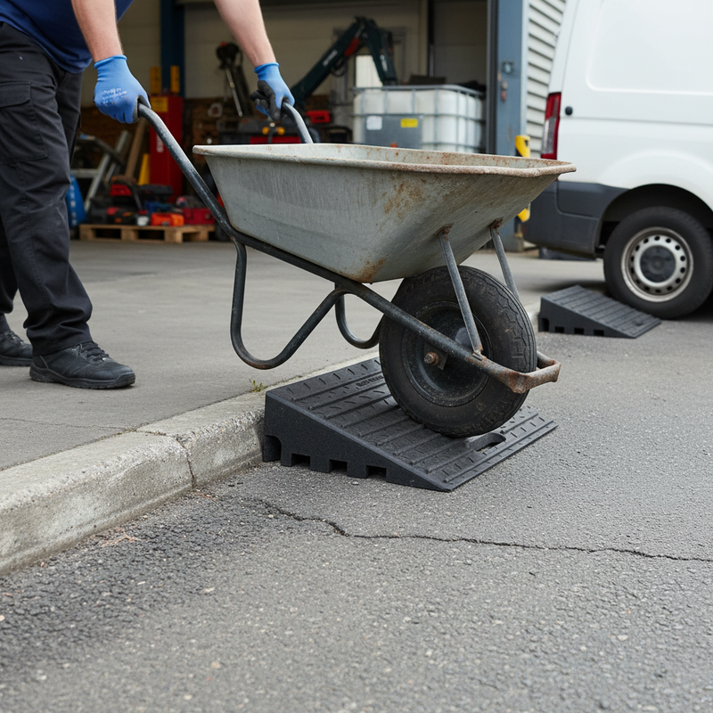 Premium Heavy Duty Car and Wheelbarrow Kerb Ramp for Safe Vehicle Acce