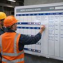 Production Machinery Schedule Magnetic Dry Wipe Board with Slider Signs – 1200mm x 1500mm – Aluminium Frame – Industrial Use