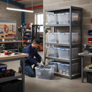 Premium Shelving Unit - 2130mm High - Grey with 8x 33.5L Storage Boxes