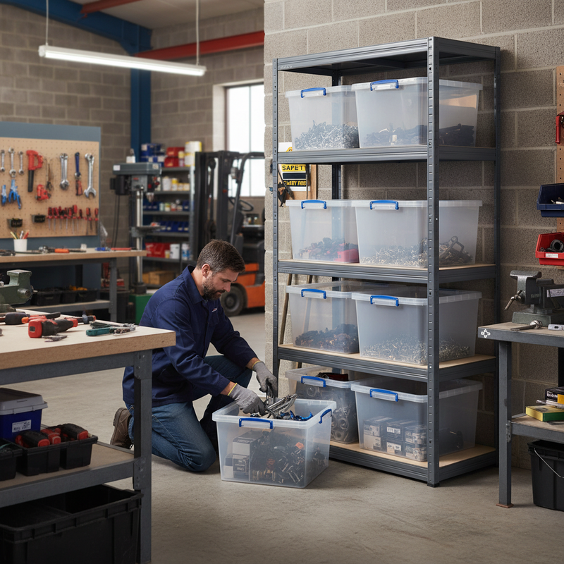 Premium Shelving Unit - 2130mm High - Grey with 8x 33.5L Storage Boxes