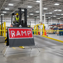 Heavy Duty Roll-Up Road Sign for Sudden Level Changes - 1050x450mm PVC with Galvanized Frame