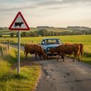 Premium Cattle Crossing Warning Sign - Diagram 548 with Optional Supplementary Plate for Enhanced Safety
