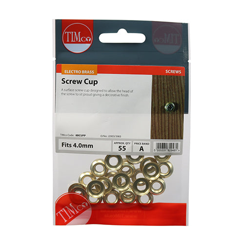 Screw Cups - Electro Brass - To fit 8 Gauge Screws