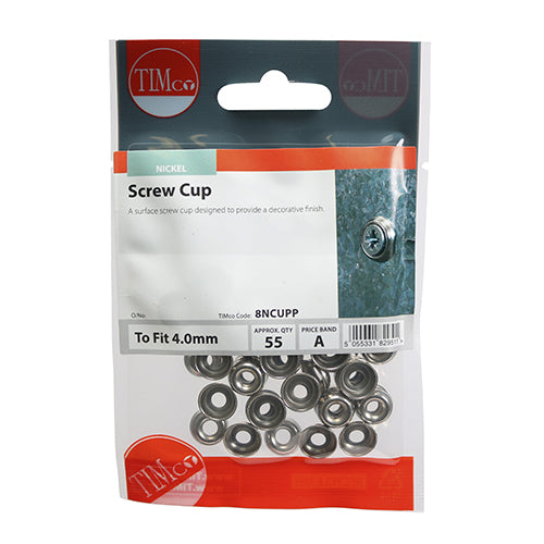Screw Cups - Nickel - To fit 8 Gauge Screws