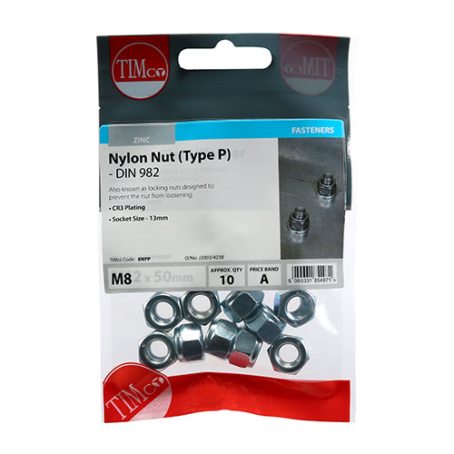 Nylon Nuts - Type P - Zinc - M8