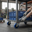 160mm Heavy Duty Swivel Plate Castor with Blue Elastic Nylon Centre