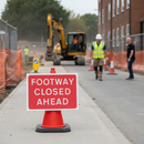 Professional Footway Closed Ahead Cone Sign for Safety and Compliance - Lightweight, Scratch-Resistant, Fits 750mm and 1m Cones