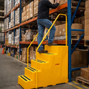 Safety Steps – Yellow – Polyethylene with Handrail – Industrial Use