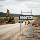 Premium 200 Yards Marker Sign for Road Works - 725x275mm with Colour Options - High-Quality Professional Grade for Industrial and Commercial Applic...
