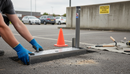 Heavy Duty Lockable Folding Parking Bollard - Galvanized Steel Construction for Security and Visibility