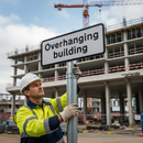 Professional Overhanging Building Supplementary Plate for Vehicle Headroom Warning - Customizable Text and Optional Arrow Features