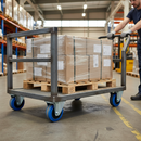 200mm Heavy Duty Fixed Plate Castor with Blue Elastic Nylon Centre