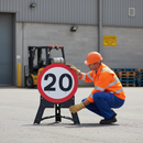 Professional 20mph Heavy Duty Sign with RA1 Reflective Face and QuickFit Stand - Ideal for Street Works Safety