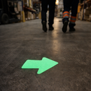 Anti-slip Glow in the Dark Arrow Floor Markers – 75mm – Photoluminescent Material – Indoor Safety