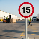 Premium 15mph Speed Limit Sign - Durable Post Mounted, Highly Reflective for Construction Sites and Off-Highway Areas