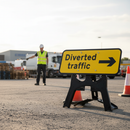 Professional Diverted Traffic Arrow Right Sign 1050x450mm with Durable Stand and Reflective Face