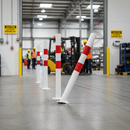 Premium Impact Protection Bollard with Shock Absorption, TPU Material, Yellow/Black or White/Red Colors, 80Ø x 1000mm Size