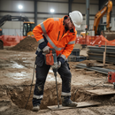 Premium Hi-Vis Orange/Navy Blue Shell Jacket with Windproof and Waterproof Features, Taped Seams, and Ventilation