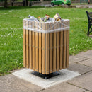Square Slatted Open Top Litter Bin – 112 Litre Hardwood