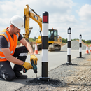 Professional Verge Marker Post with Reflectors for Road Safety and Hazard Marking - 112cm Height and 125mm Diameter