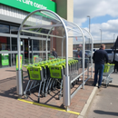 Premium Eco Shopping Trolley Shelter - Durable Aluminium Frame with Polycarbonate Roof for Supermarkets