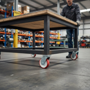 100mm Fixed Plate Castor with Red Polyurethane Wheels and Nylon Centre