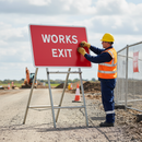 Premium Works Exit Sign 1050x750mm for Safe Construction Area Signage - High-Quality Professional Grade for Industrial and Commercial Applications