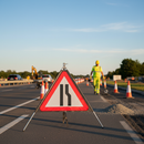 Premium Classic Roll-Up Traffic Sign - Road Narrows Right, PVC Face, Collapsible Design for Enhanced Safety