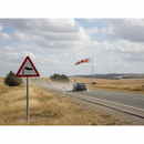 Premium Side Winds Post Mounted Warning Sign - 600mm to 1500mm Sizes for Road Safety