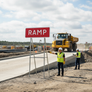 Professional Quick Fit Warning Sign for Road Level Change - 1050x450mm Durable Plastic Design