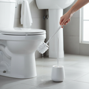 Premium White Toilet Brush and Holder Set for Efficient Bathroom Cleaning - High-Quality Professional Grade for Industrial and Commercial Applications