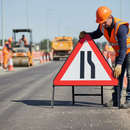 Premium Road Narrows Right Sign - 750mm Triangular Metal Design for Safety - High-Quality Professional Grade for Industrial and Commercial Applicat...