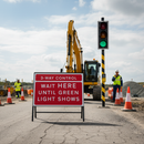 Premium 3-Way Control Road Sign - Wait HERE Until Green Light Shows, 1050x750mm with Engineer Grade Reflective Face