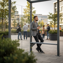 Premium Integrated Perch Seat for Smoking Shelters - 1350mm Space-Saving Design for Smokers