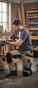 Premium Slim Fit Stretch Work Trousers with Holster Pockets - Khaki/Black, Durable Construction for Flexibility and Comfort