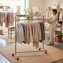 Premium Mobile Clothes Rail Display Stand with Z Base, 1610mm Tall and 1360mm Wide for Versatile Garment Organization