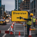 Premium Diversion Rotating Arrow Sign - Adjustable Angle for Traffic Control, 1050x750mm