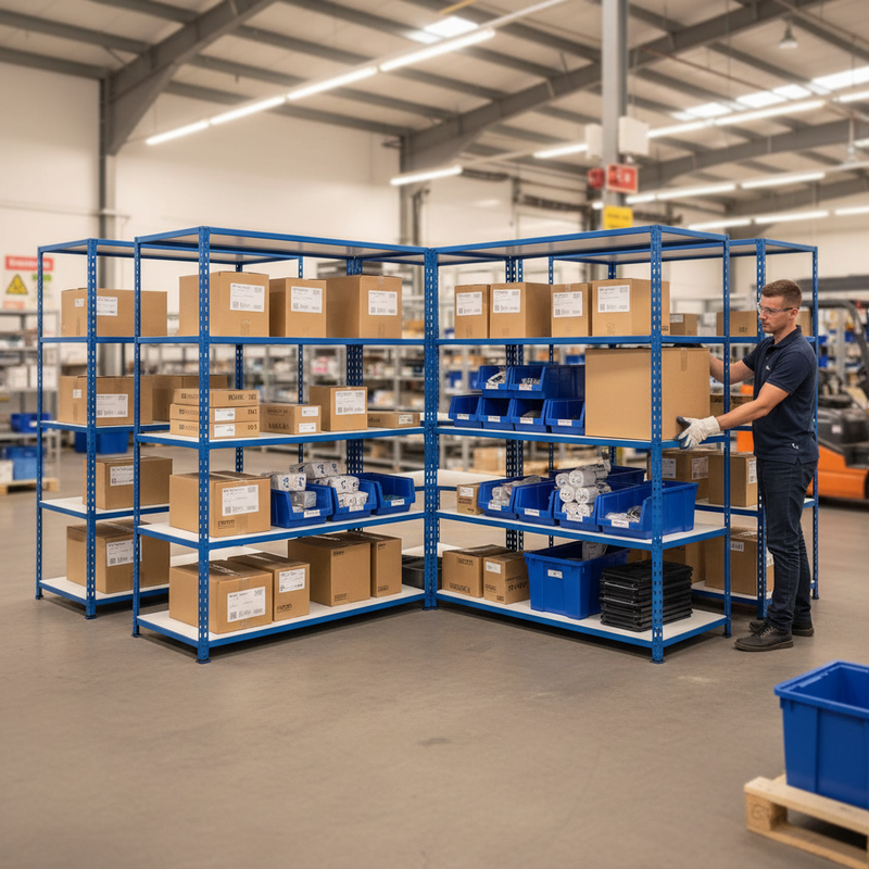 Premium 5x Industrial Shelving - 2440mm High - 200kg Load Capacity - Melamine - Blue Finish