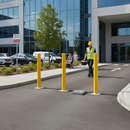 Premium Heavy Duty Removable Yellow Galvanised Steel Bollards - 900mm Height for Security and Aesthetic Appeal