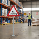 Premium No Smoking Post Mounted Sign - Diagram 554D with Customizable Sizes and Directional Arrows for Hazardous Areas