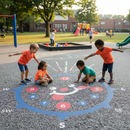 Premium Playground Marking with 12-Hour Clock and Compass Design for Educational Play