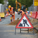 Premium Temporary Metal Road Sign - 750mm Triangular 'Men at Work' Design with Engineer Grade Retroreflective Face