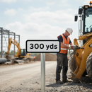 Professional Supplementary Hazard Distance Sign for Road Safety - 100 Yards Variant with Multiple Size Options