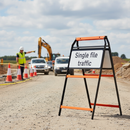 Premium Single File Traffic Supplementary Plate for 750mm Metal Signs - Durable Zintec Construction with Retroreflective Face