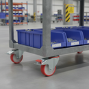 80mm Braked Swivel Bolt Hole Castor with Red Poly and Nylon Centre