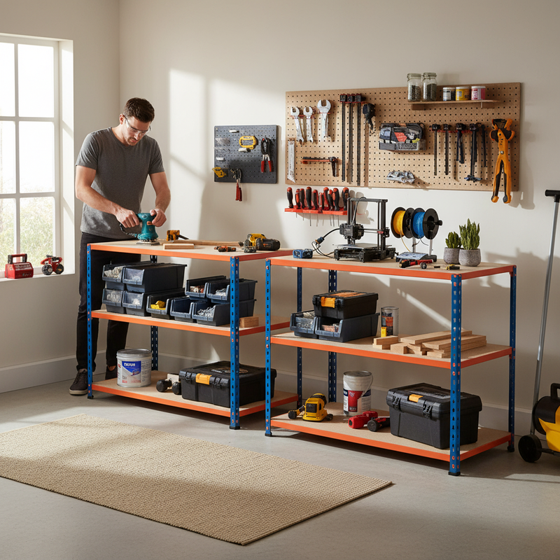 Premium Workbenches - 915mm High - 200kg Capacity - Chipboard - Blue/Orange