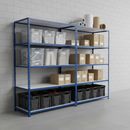 Premium Industrial Shelving - 2440mm High - 200kg Capacity - Melamine - Blue Finish